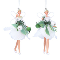 Two Assorted Snowdrop Berries Resin and Organza Fairies 12cm | Annie 
