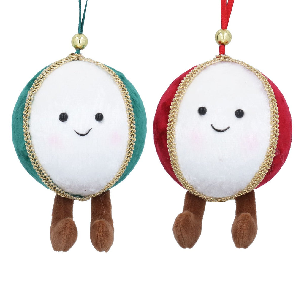 Two Assorted Fabric Smiling Baubles 11cm | Annie Mo's