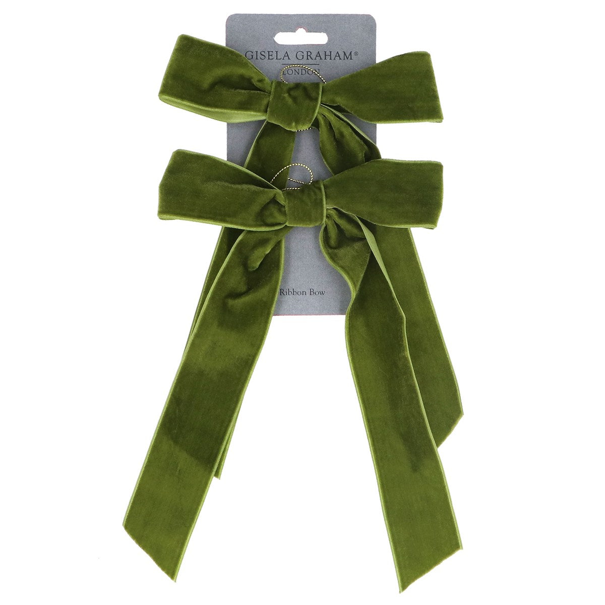 Pack of Two Velvet Hanging Dec 14cm - Green Bow | Annie Mo's