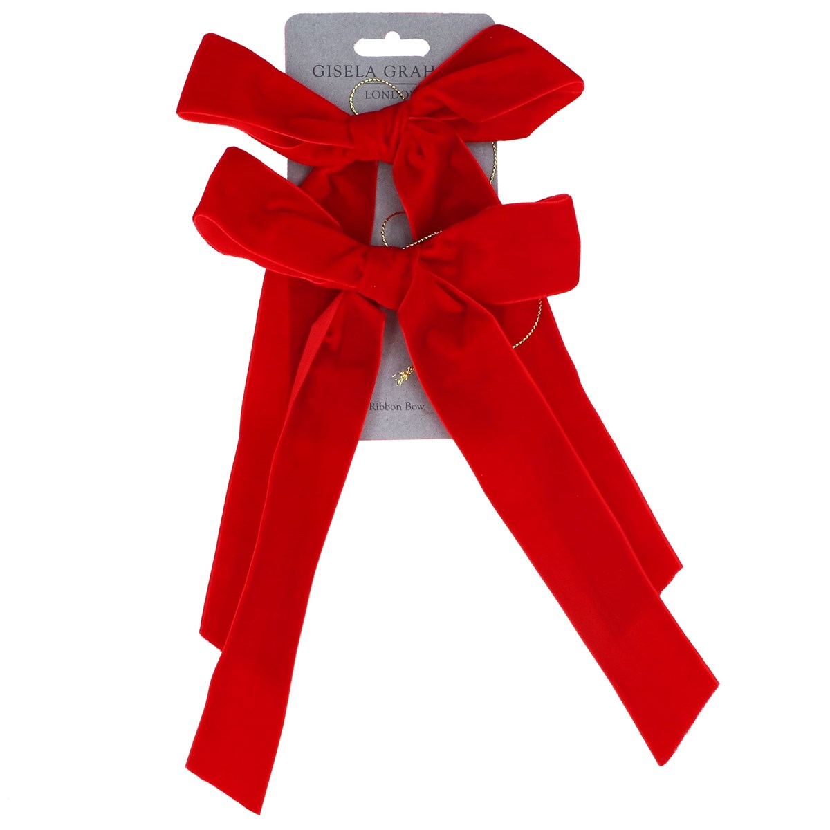 Pack of Two Velvet Hanging Dec 14cm - Red Bow | Annie Mo's