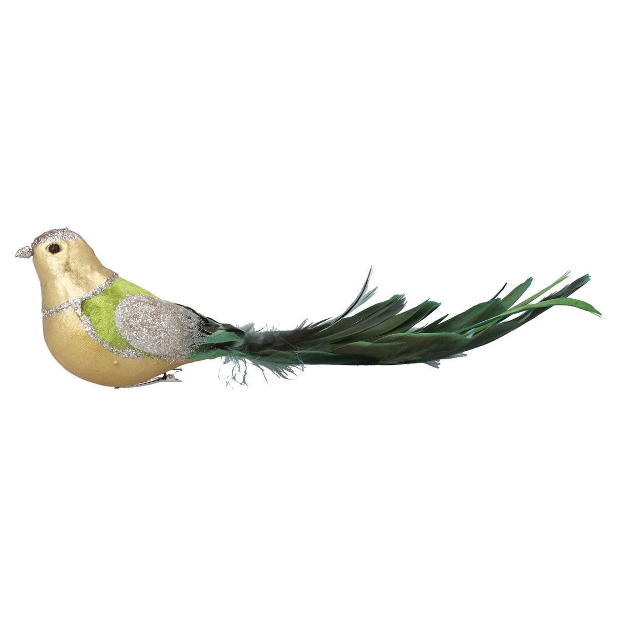 Large Clip-on Bird - Gold with Green Tail | Annie Mo's