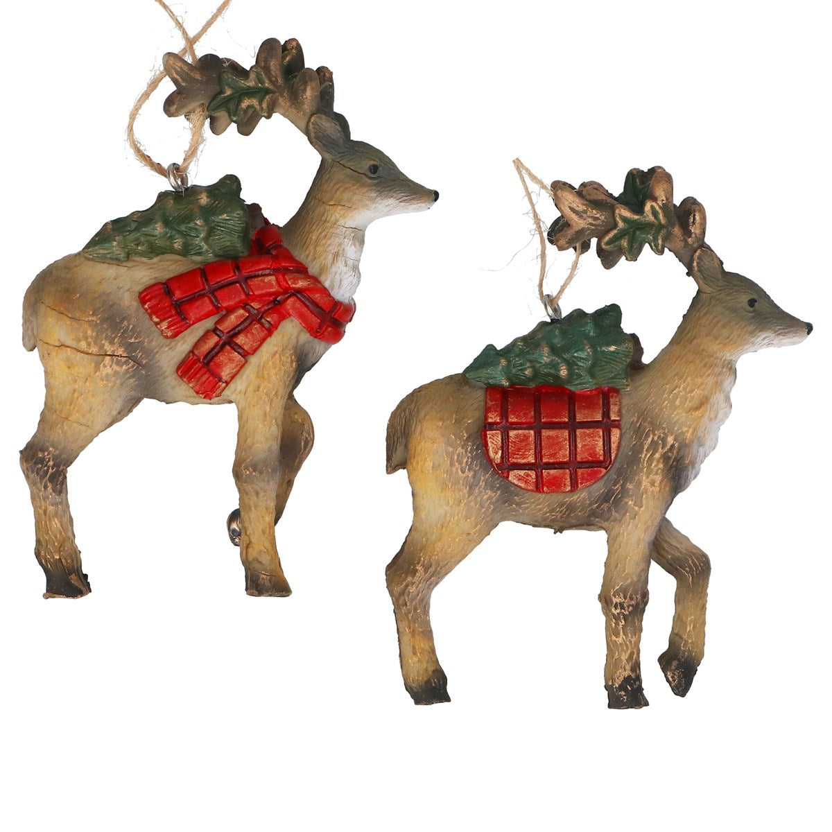 Resin Stag 9cm - Plaid Saddle/Scarf - Choice of Style