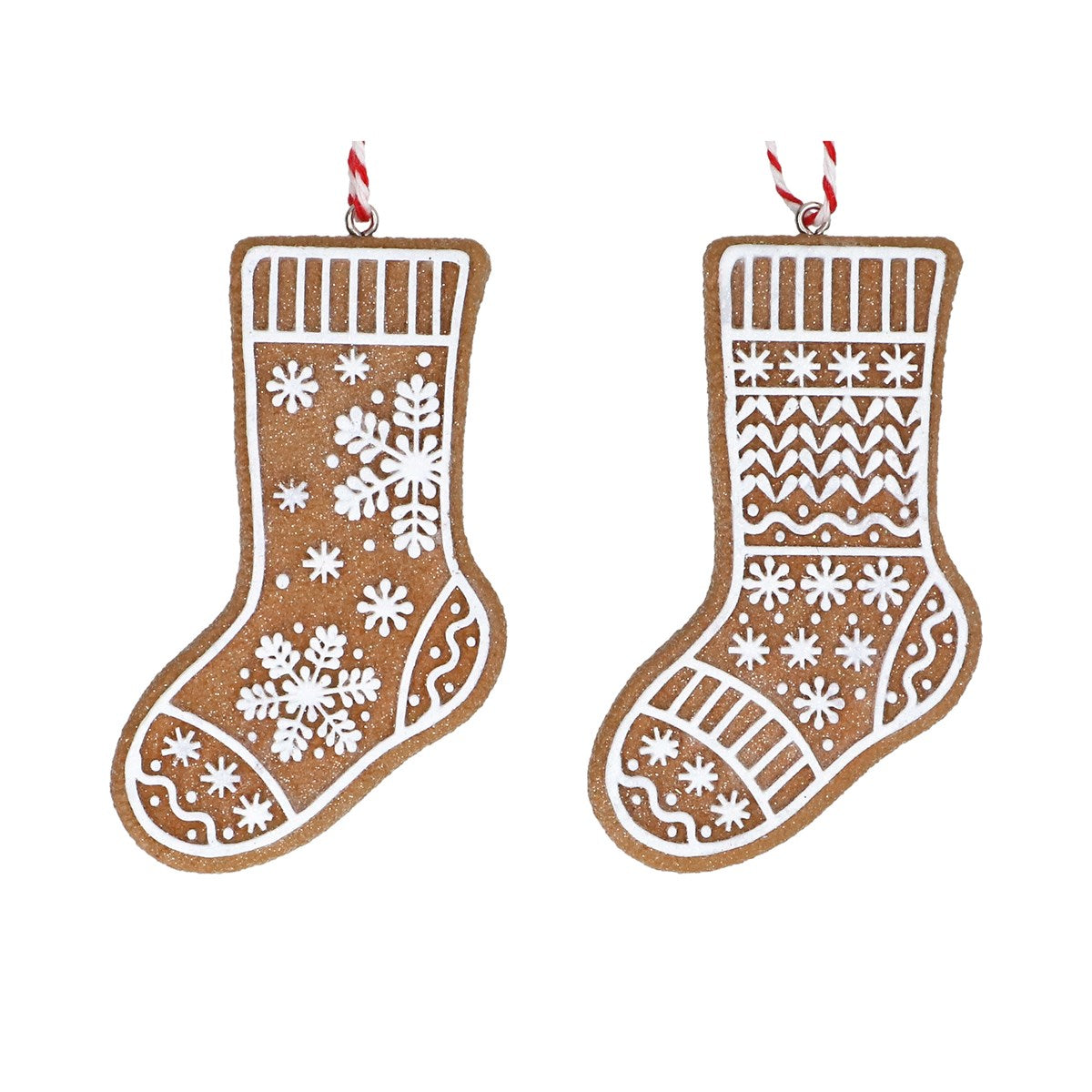 Resin Iced Gingerbread Stockings 8cm - Style Choice