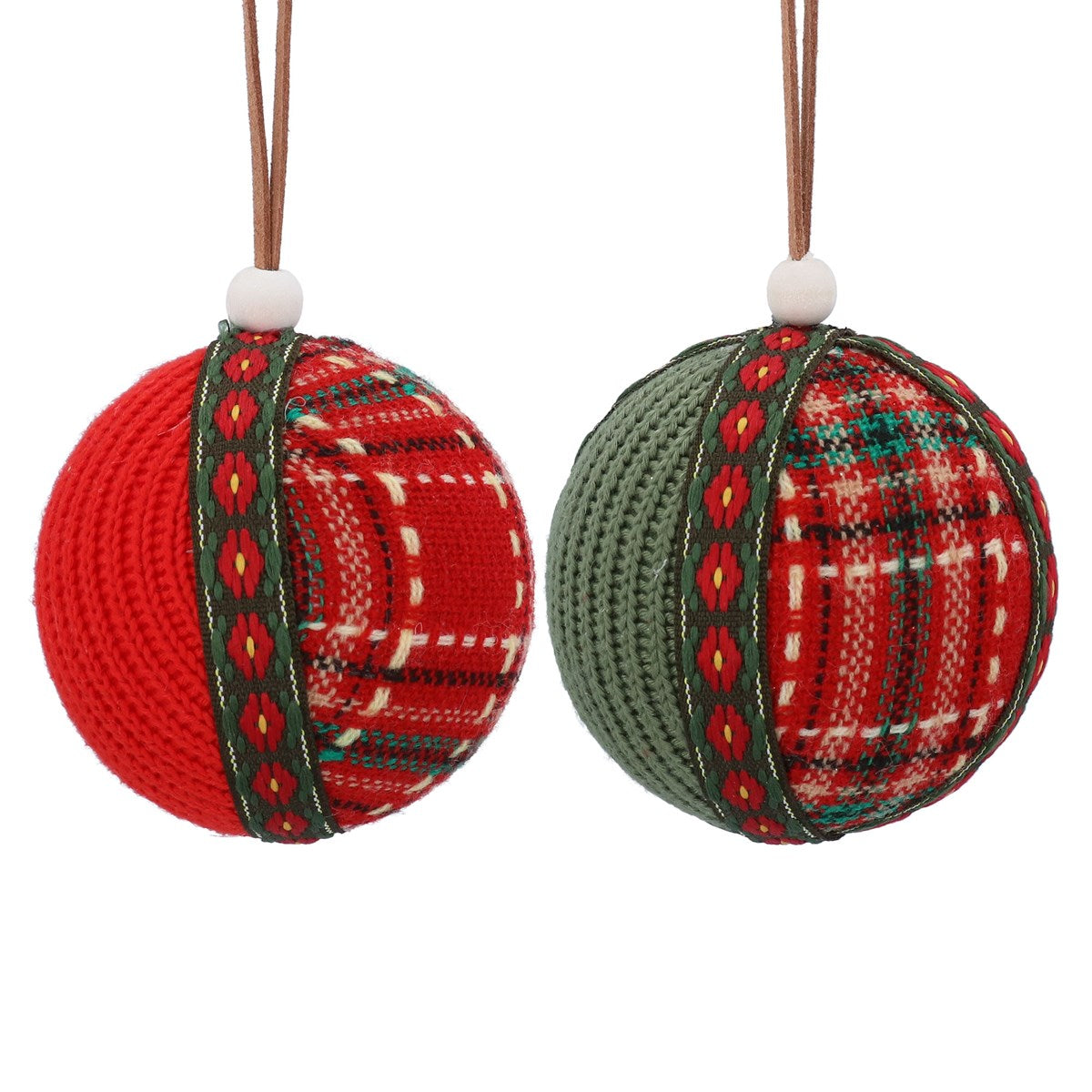 Assorted Fabric Baubles 8cm - Tartan | Annie Mo's
