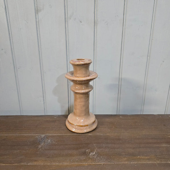 Light Brown Stoneware Candle Holder for Dinner Candles 19cm B | Annie Mo
