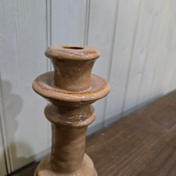 Light Brown Stoneware Candle Holder for Dinner Candles 19cm C | Annie Mo