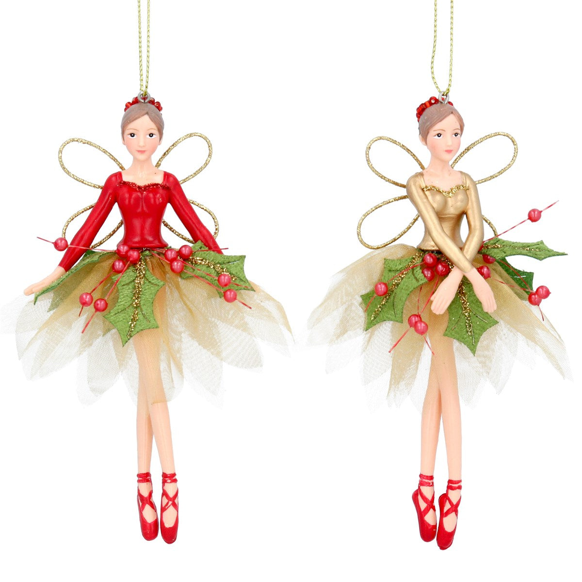 Red/Green/Gold Holly Fairies 13cm - Colour Choice