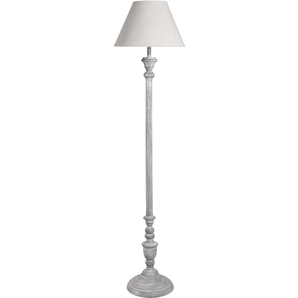 Neutral Washed Wood Floor Lamp with Shade 155cm