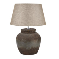 Aged Stone Ceramic Table Lamp with Linen Shade 56cm | Annie Mo's