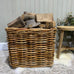 Large Natural Square Rattan Log Baskets - Size Choice