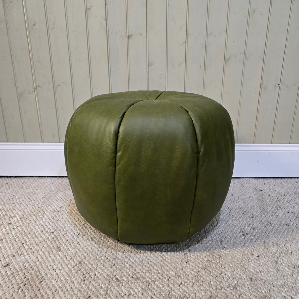 Pumpkin Footstool - Kodak Palm Leather - CLEARANCE