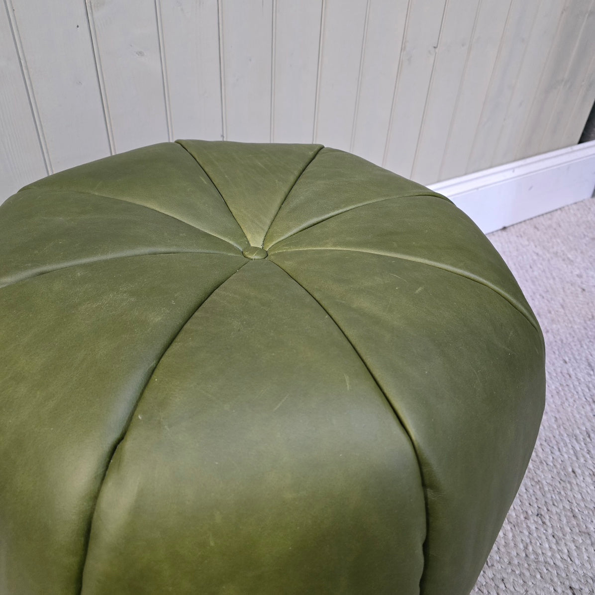 Pumpkin Footstool - Kodak Palm Leather - CLEARANCE-B