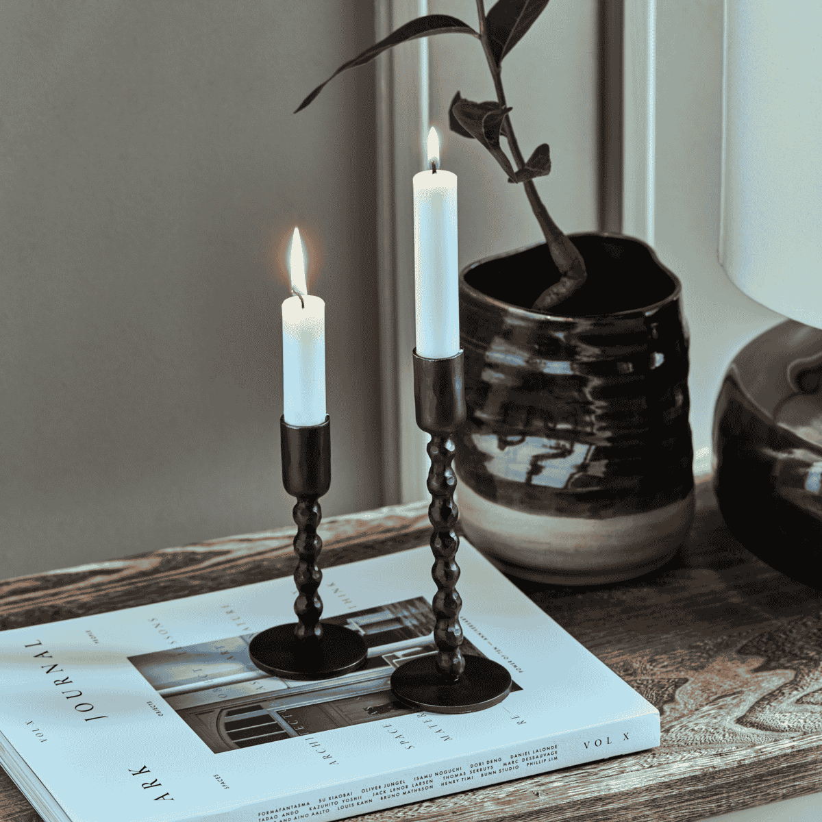 Grab Black Metal Candle Holder 15cm | Annie Mo's