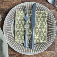 Olive Green Napkins 16cm x 16cm Set of 40 | Annie Mo's