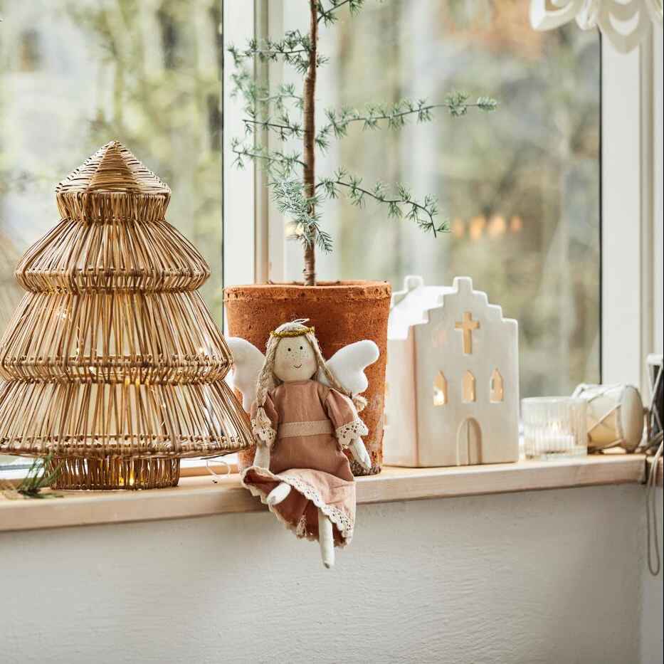 White Ceramic Church Tea Light Holder 19cm-C