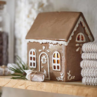 Gingerbread Ceramic House with Wreath on Front Door 14cm | Annie Mo's