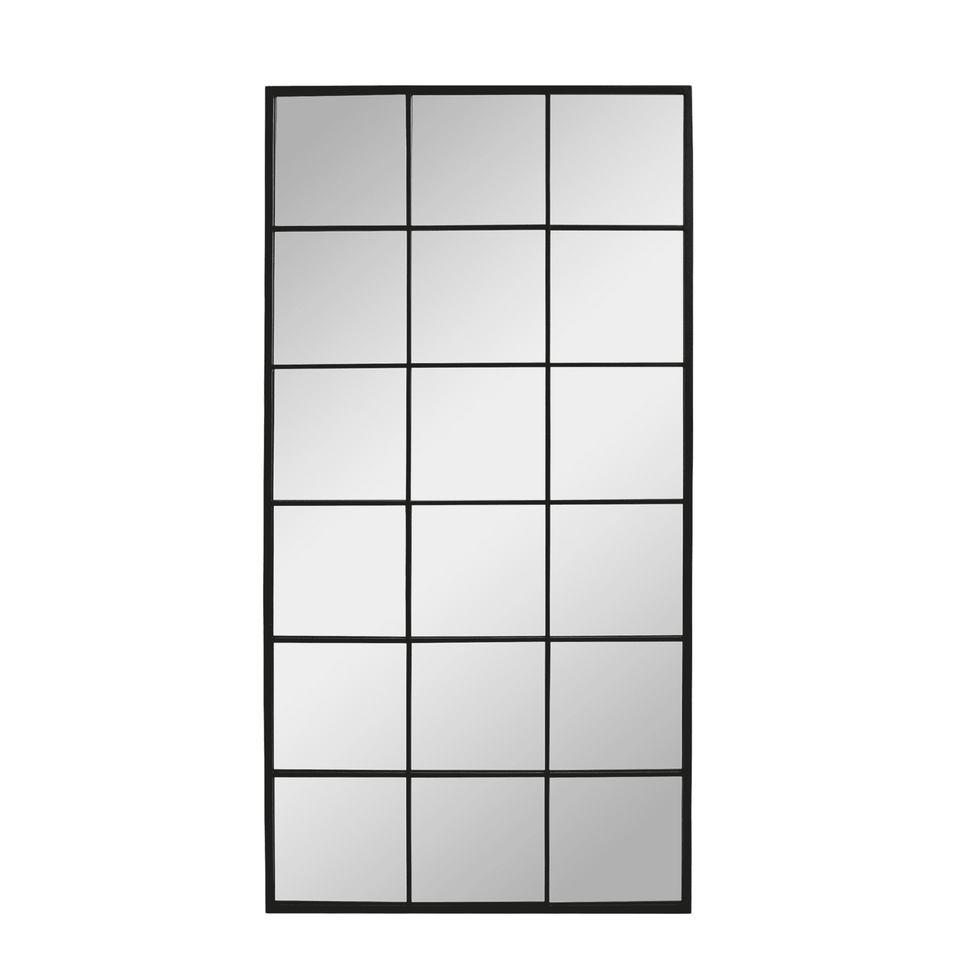 Factory Mirror in Antique Black Metal 180cm | Annie Mo's