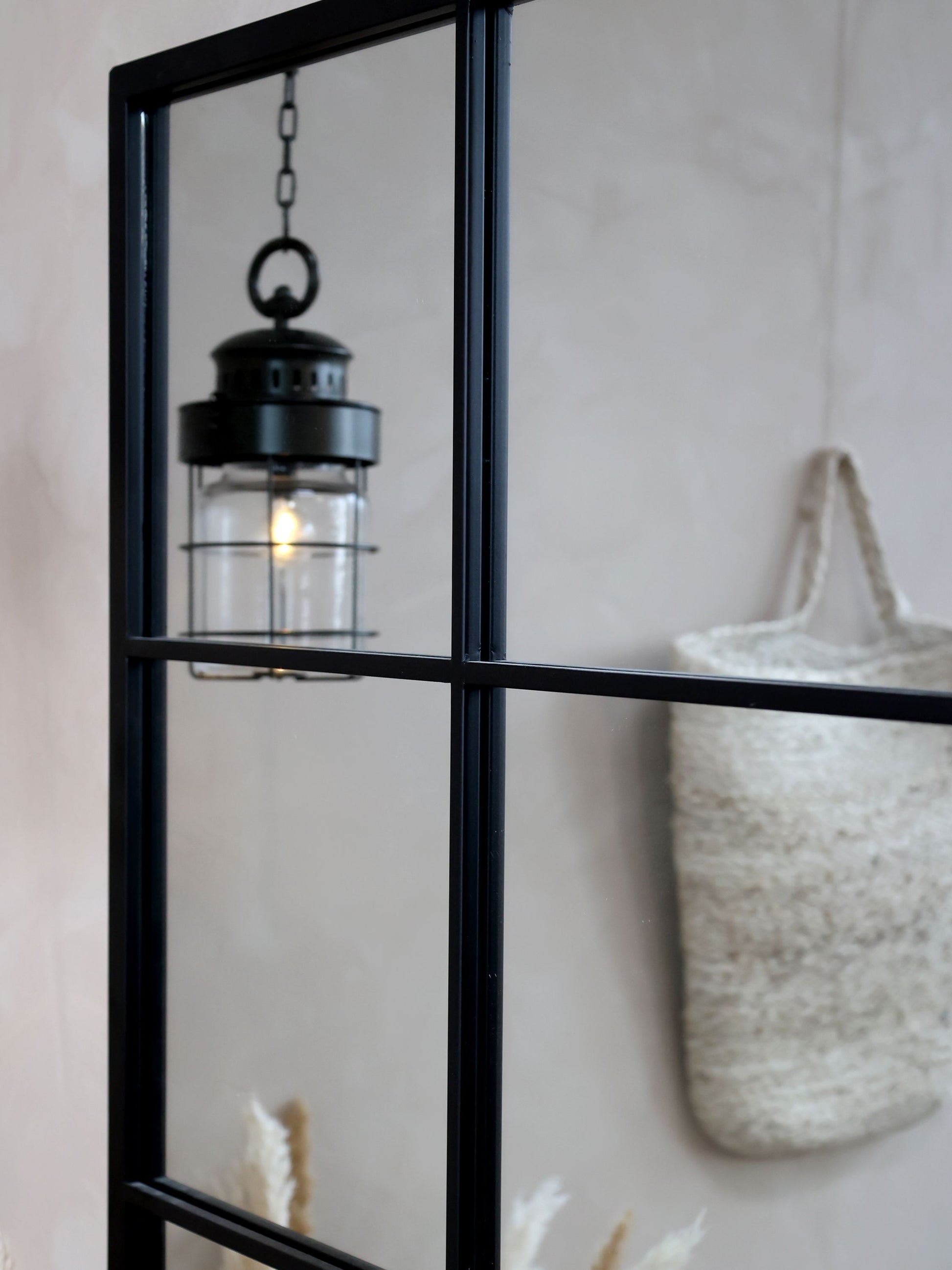 Factory Mirror in Antique Black Metal 180cm-C