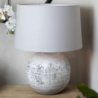 Tiber Large Stone Ceramic Lamp with Linen Shade 72cm | Annie Mo's