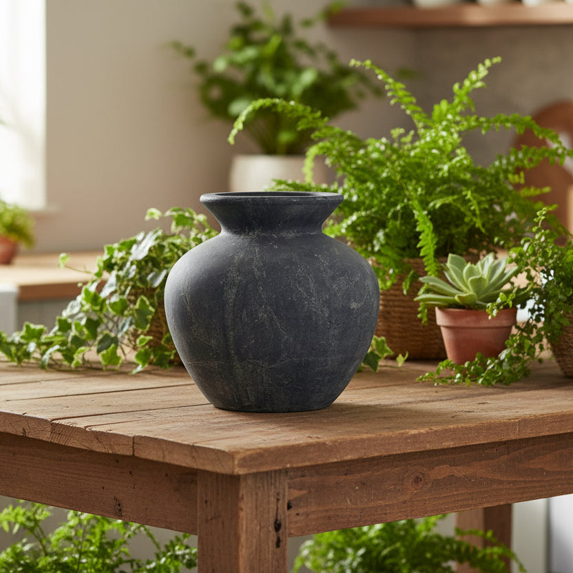 Amalfi Grey Stone Look Vase 30cm | Annie Mo's