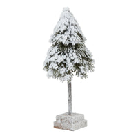 Small Snowy Cedar Tree On Wood Block 30cm | Annie Mo's