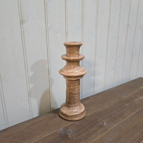 Brown Stoneware Candle Holder for Dinner Candles 25cm C | Annie Mo's
