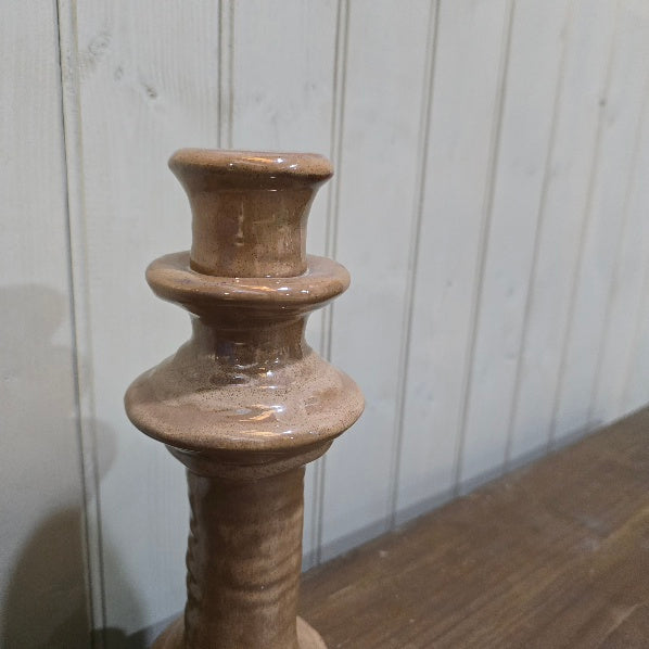 Brown Stoneware Candle Holder for Dinner Candles 25cm D | Annie Mo's