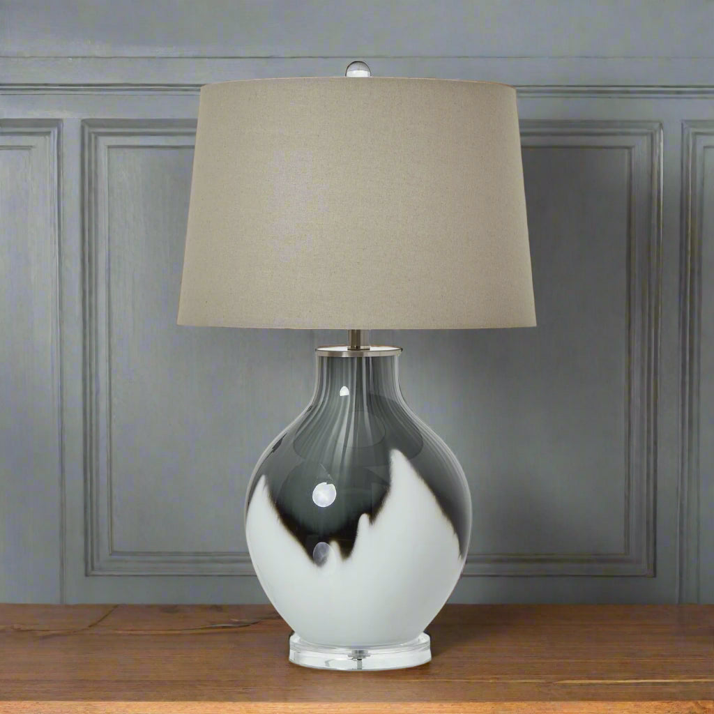 Grey Shadows Table Lamp With Linen Shade 67cm | Annie Mo's