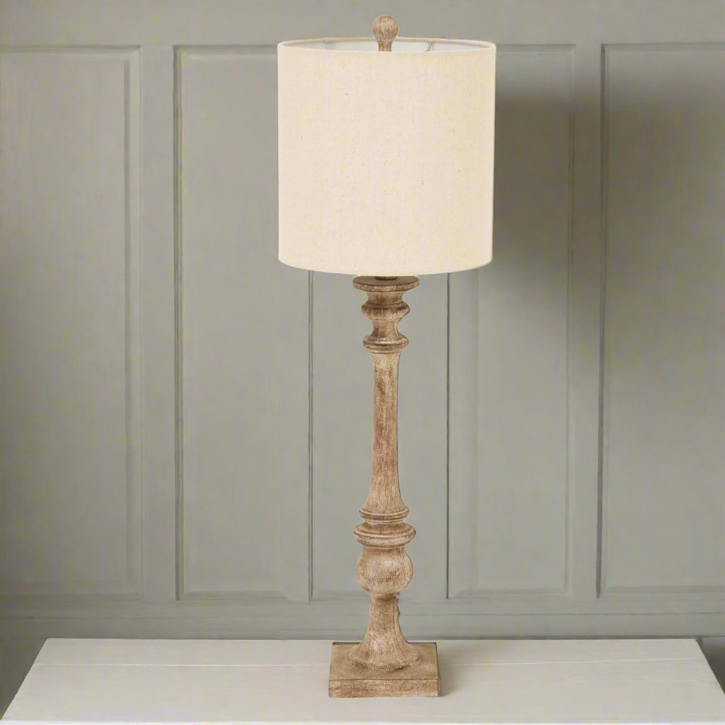 Candlestick Table Lamp With Linen Shade 81cm | Annie Mo's