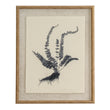 Framed artwork of a black fern on a beige background