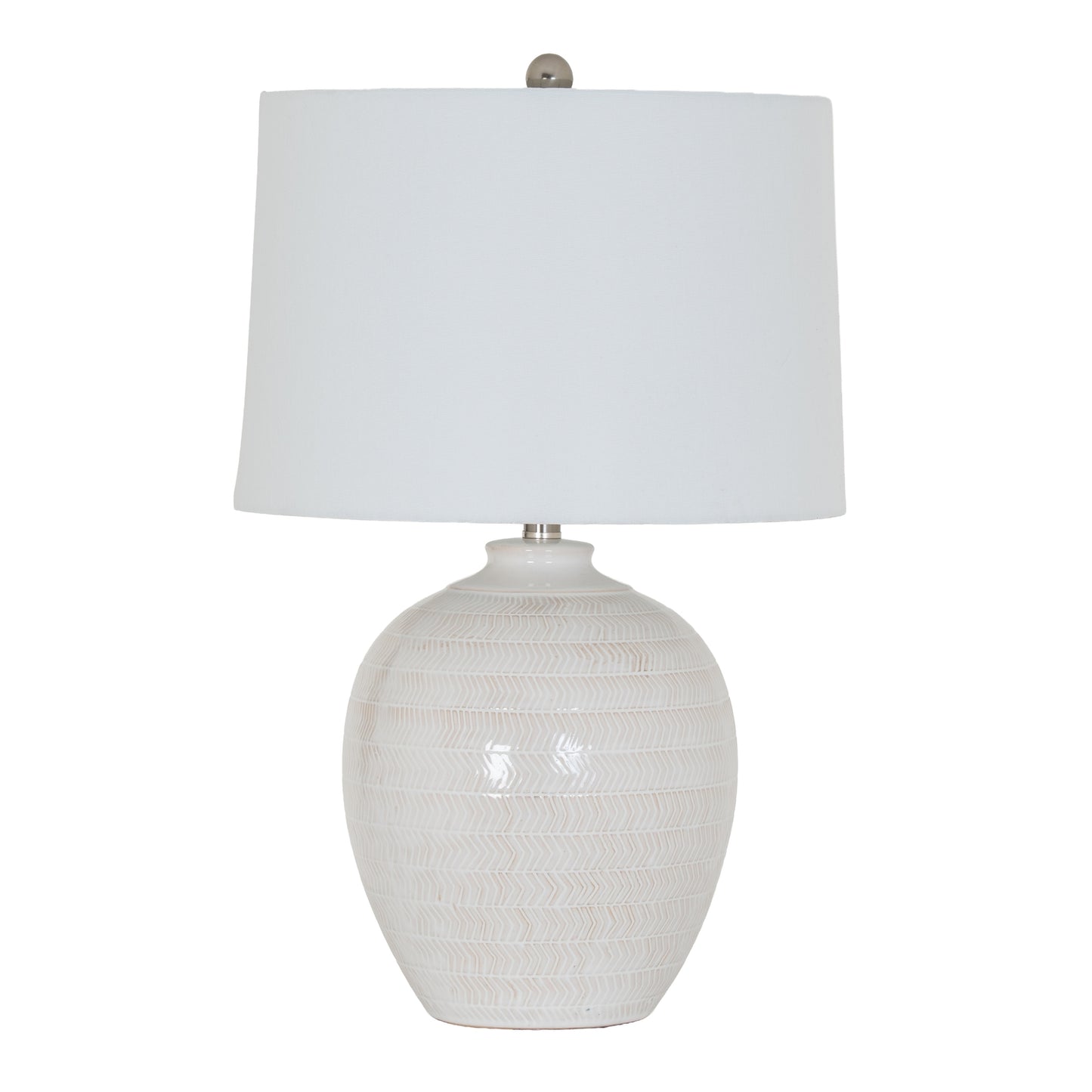 Chevronne Ceramic Table Lamp With Linen Shade 63cm