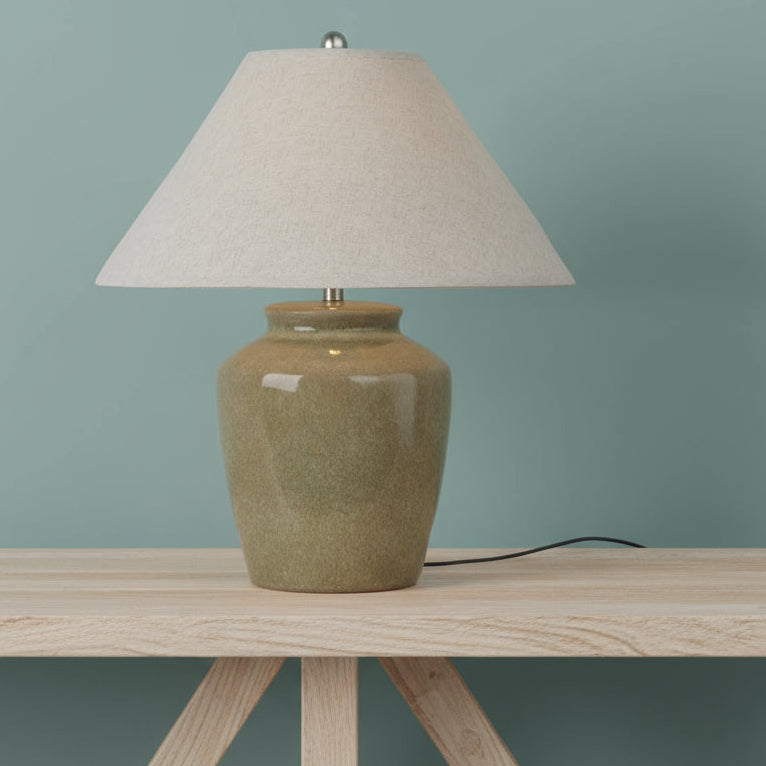 Mottura Ceramic Table Lamp With Edged Linen Shade 66cm | Annie Mo's