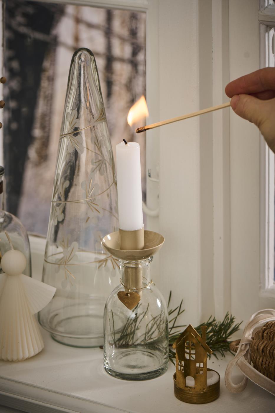 Gold Flowers Engraved Clear Glass Christmas Tree 28cm | Annie Mo's C