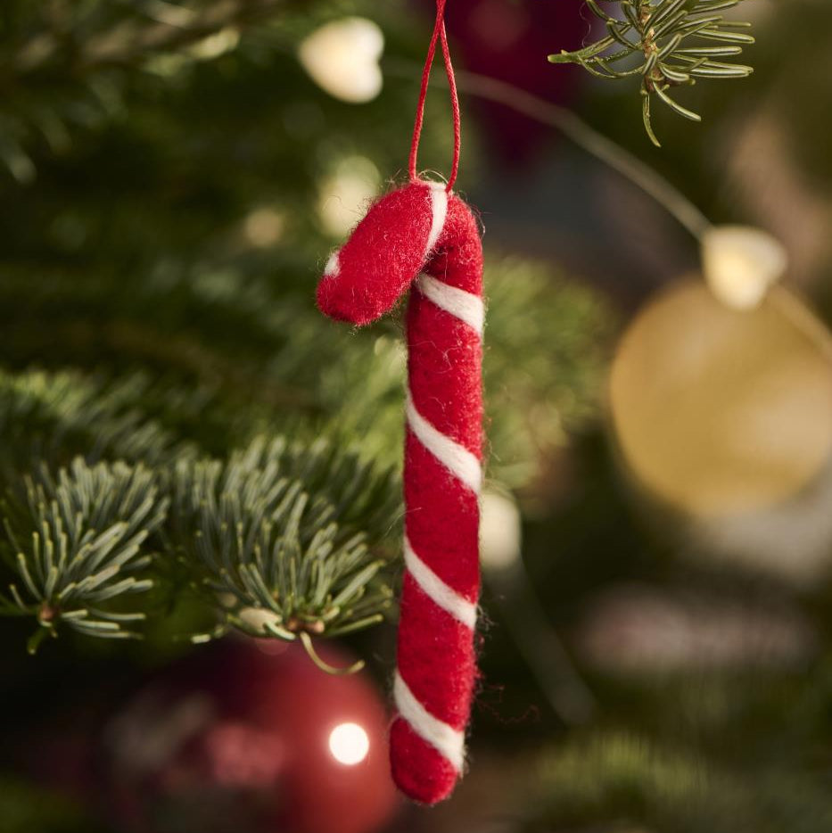 Felt Candy Cane Hanger 11cm