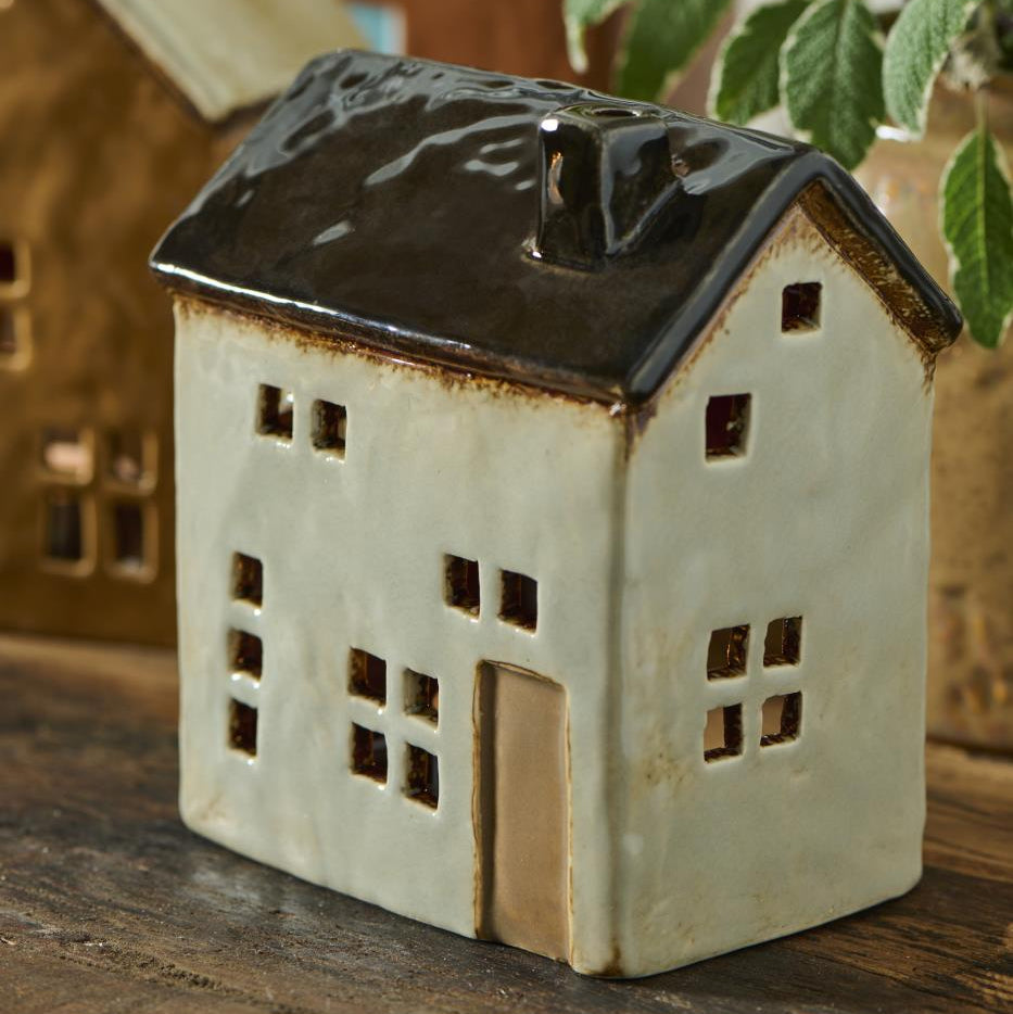 Brighton Tealight House with Brown Door 13cm | Annie Mo's