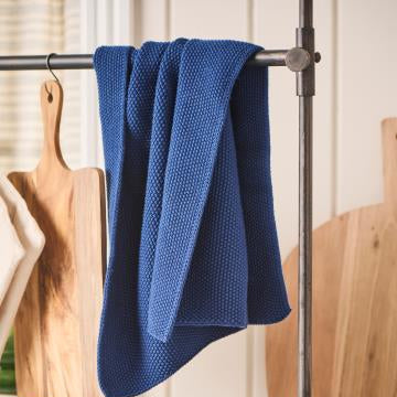 Midnight Blue Knitted Hand Knitted Hand Towel-A