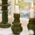 Torino Glazed Moss Green Dinner Candle Holder 13cm