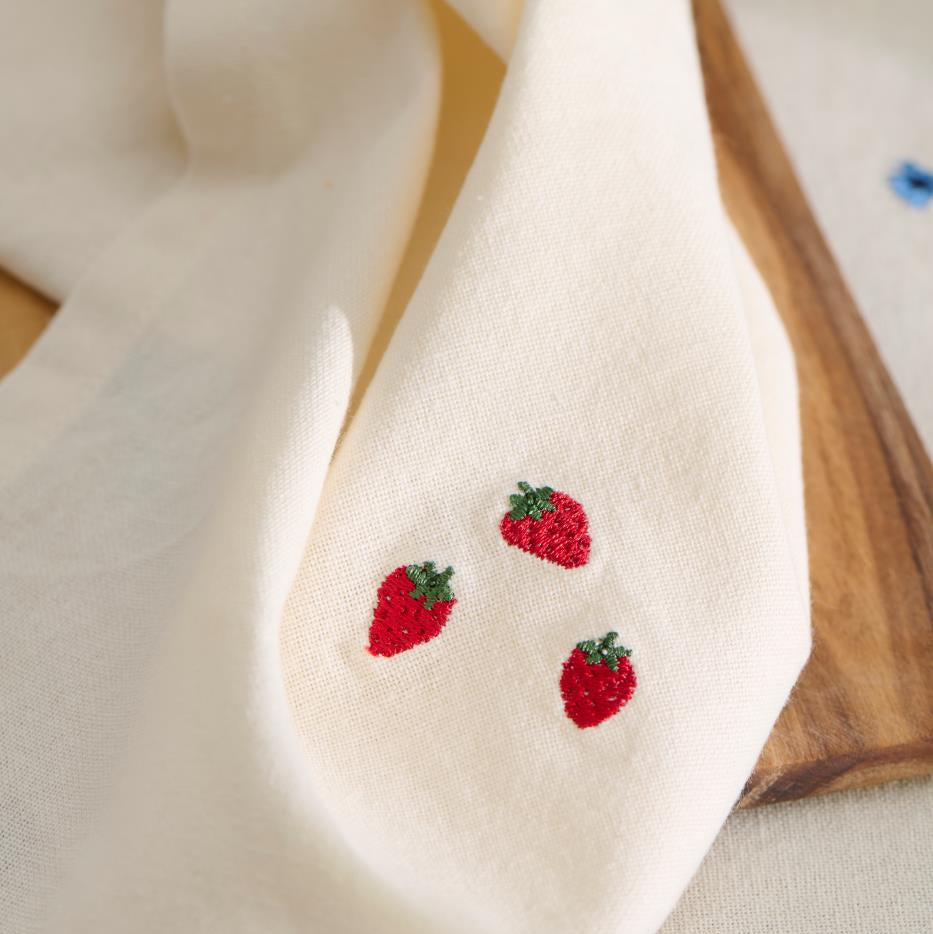 Strawberries Motif Linen Coloured Napkin 40x40cm | Annie Mo's