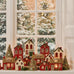 Ceramic Tealight House with Red Roof and Christmas Tree 14cm