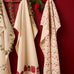 Tea Towel with Red Christmas Decorations on Garlands 50cm x 70cm