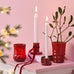 Red Glass Candle Holder for Taper Candles