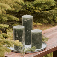 Rustic Green Pillar Candle 25cm