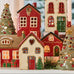Ceramic Tealight House with Red Roof and Christmas Tree 14cm