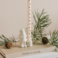 White Ceramic Santa Claus Candle Holder for Taper Candles 7cm