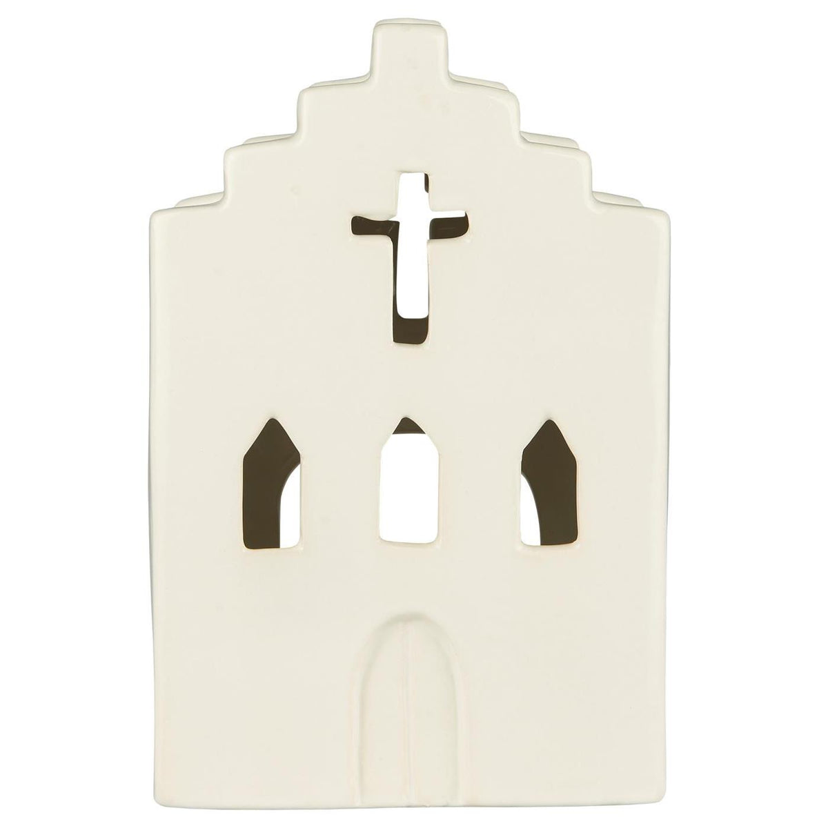 White Ceramic Church Tea Light Holder 19cm