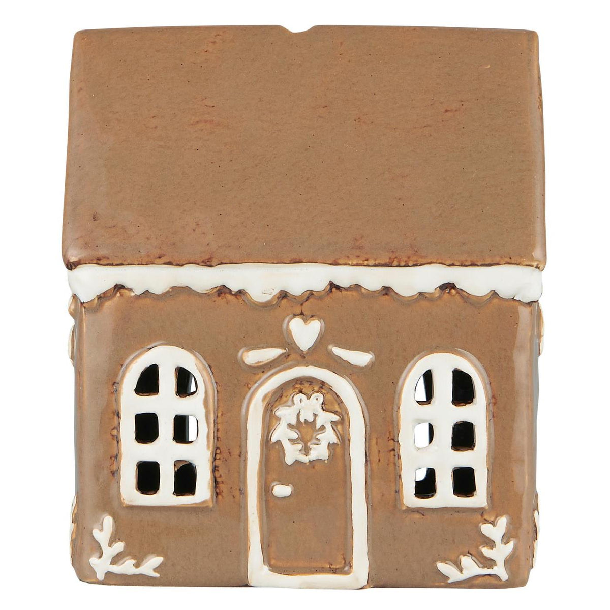 Gingerbread Ceramic House with Wreath on Front Door 14cm | Annie Mo's D