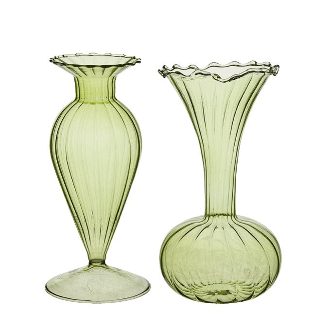 Mini Green Fluted Glass Vases - Style Choice | Annie Mo's