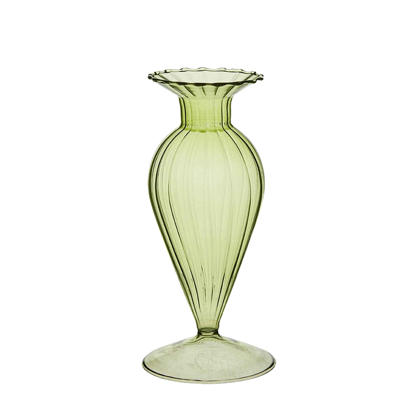 Set of Two Mini Green Fluted Glass Vases - Assorted | Annie Mo's C