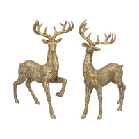 Two Assorted Resin Ornamental Embossed Golden Stags 43cm | Annie Mo's