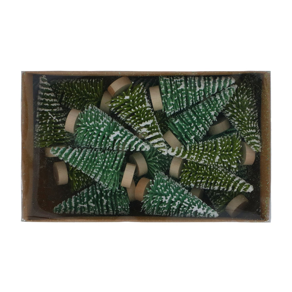 Box of Twelve Snowy Mini Fir Trees 9cm | Annie Mo's